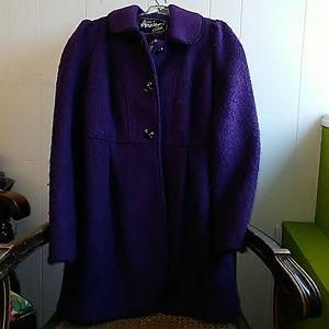 Guess? Purple wool poly blend boucle coat, Medium